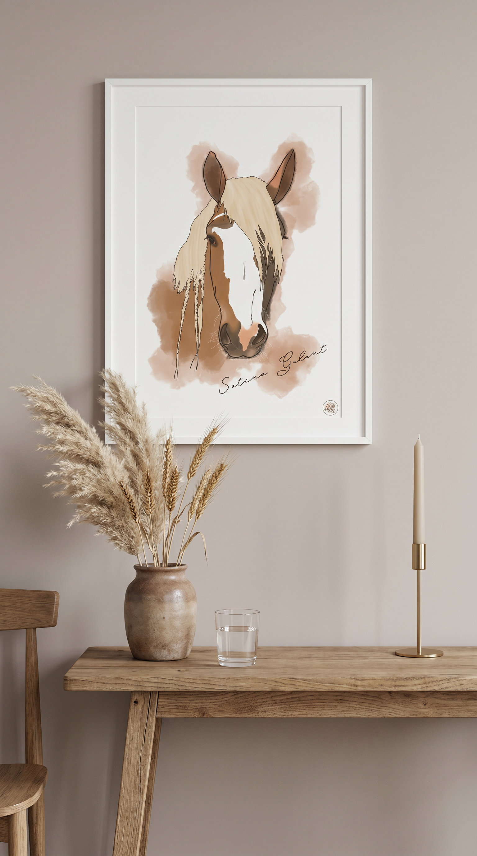 Personligt håndtegnet hesteportræt | Digital kunst efter dit foto