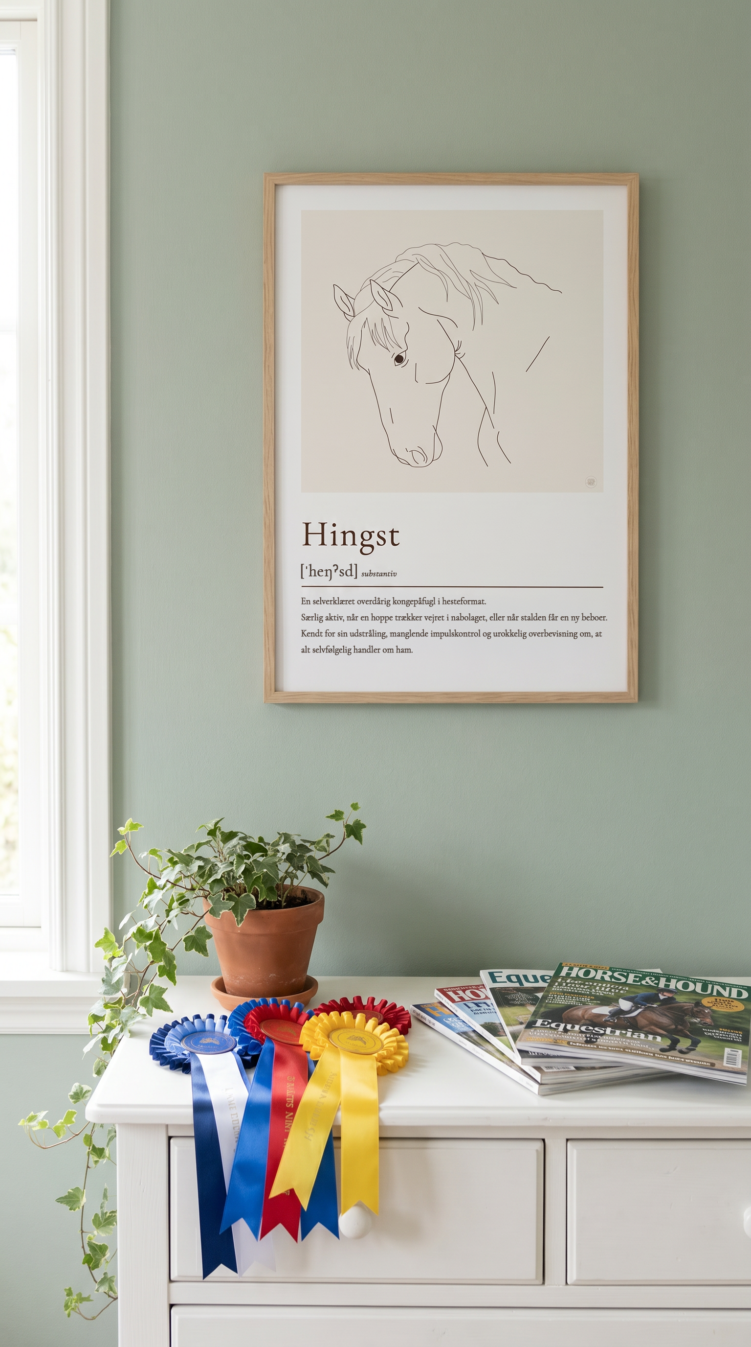 Hingst plakat – humoristisk hesteplakat med ordforklaring