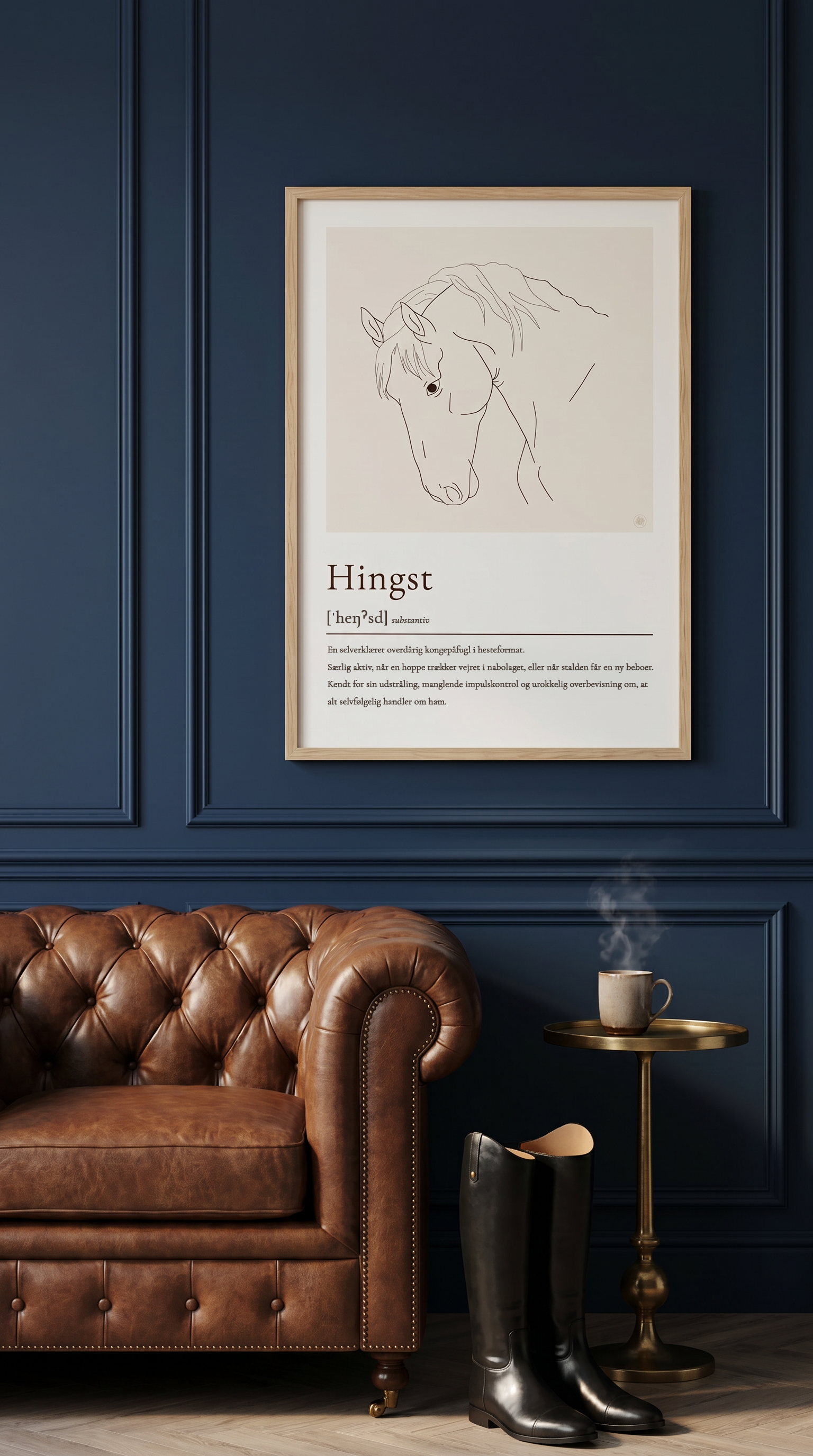 Hingst plakat – humoristisk hesteplakat med ordforklaring
