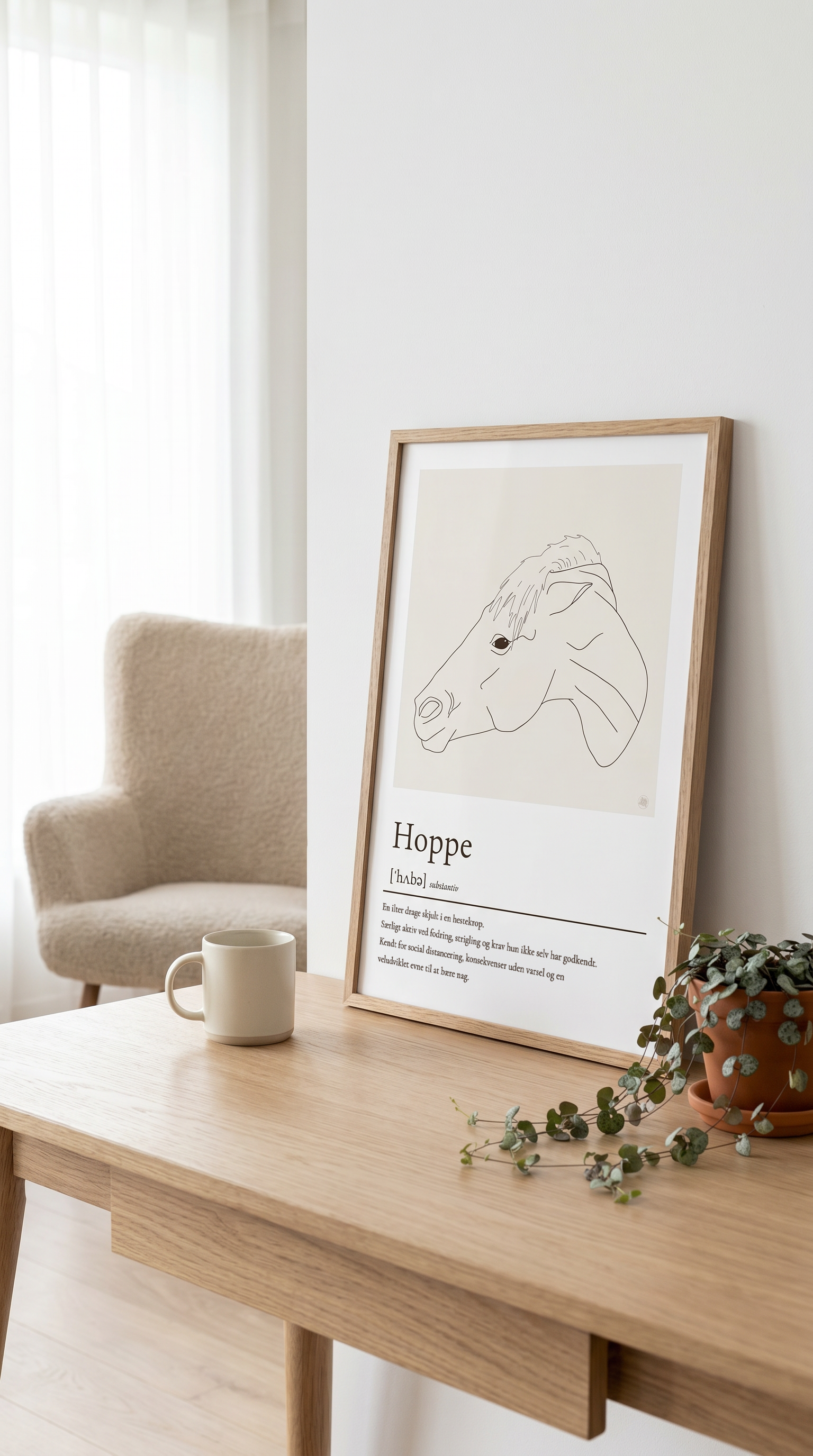 Hoppe plakat – humoristisk hesteplakat med ordforklaring