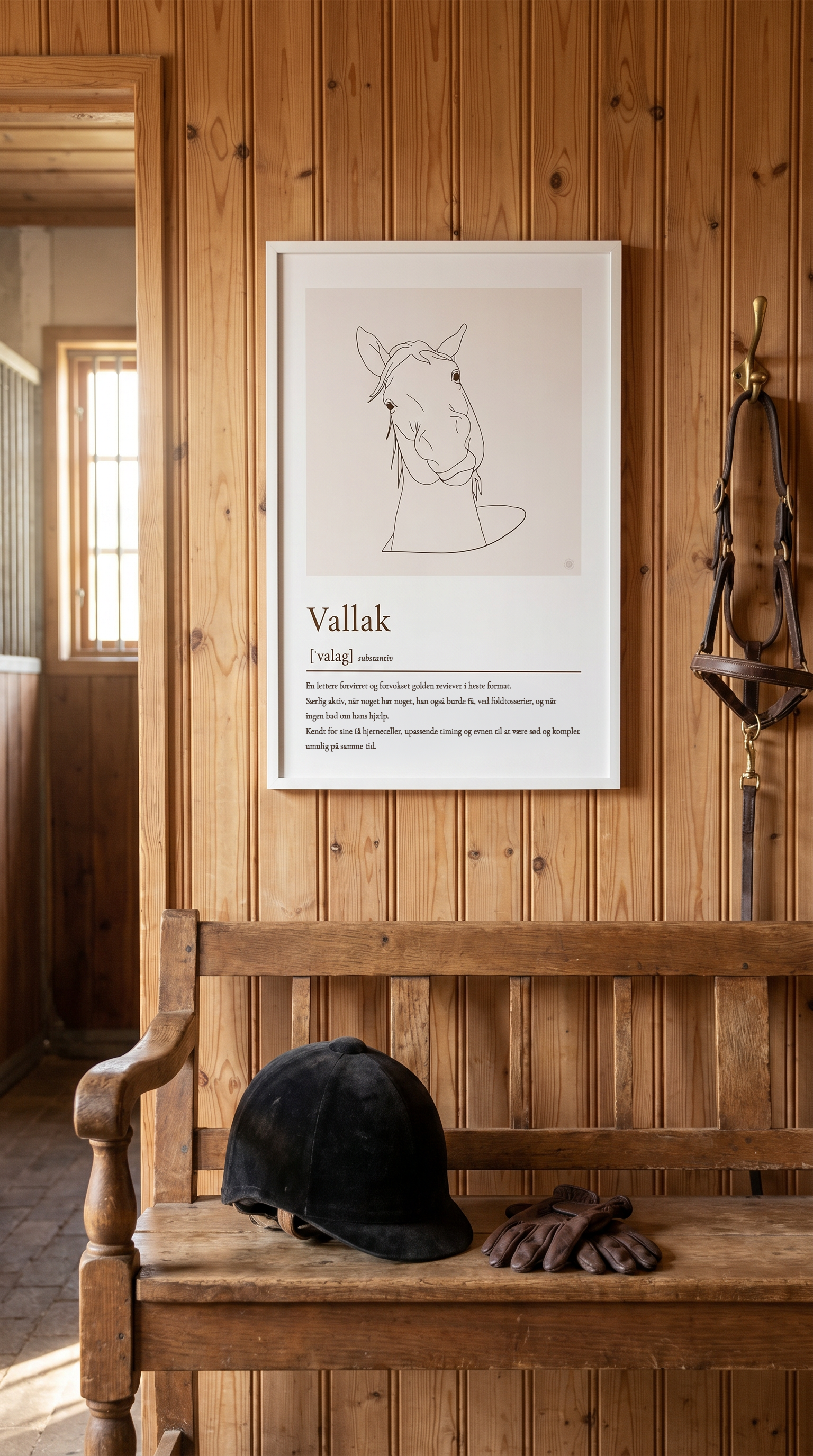 Vallak plakat – humoristisk hesteplakat med ordforklaring