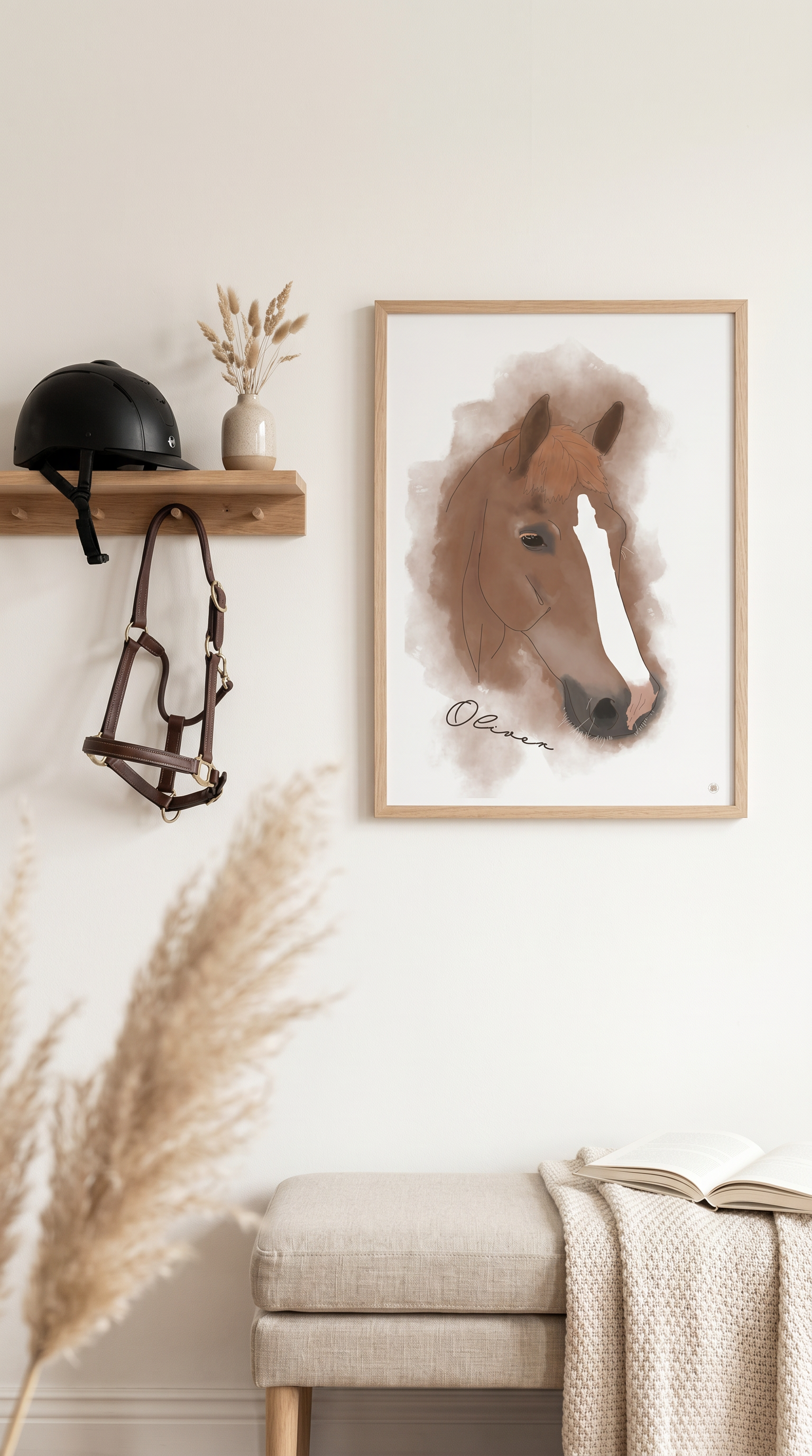 Personligt håndtegnet hesteportræt | Digital kunst efter dit foto