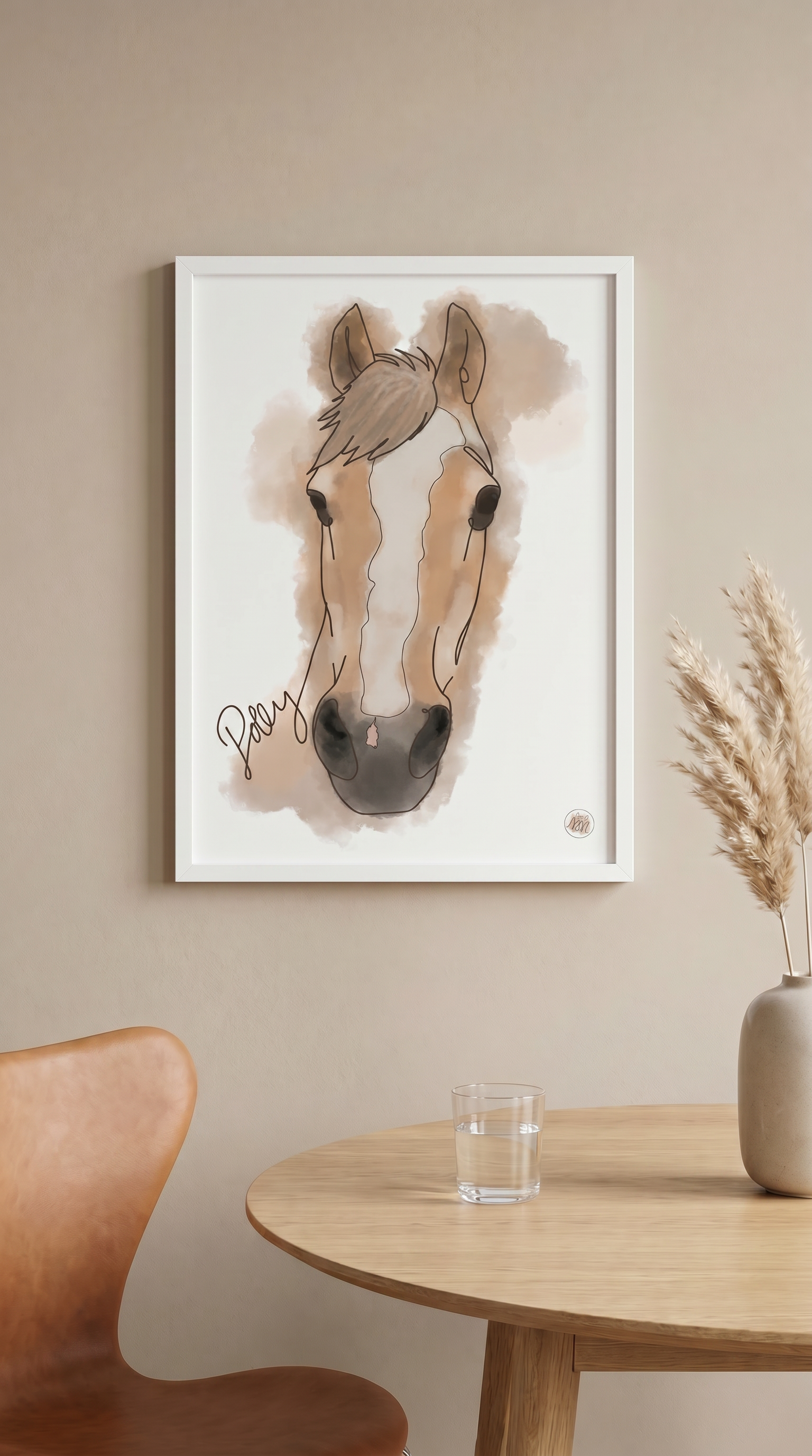 Personligt håndtegnet hesteportræt | Digital kunst efter dit foto